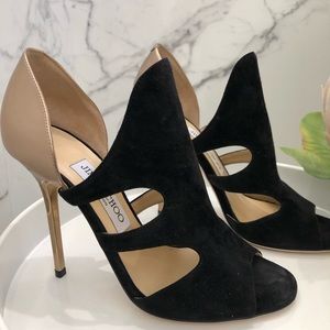 Jimmy Choo Suede Cut out Sandals Bl/Nude